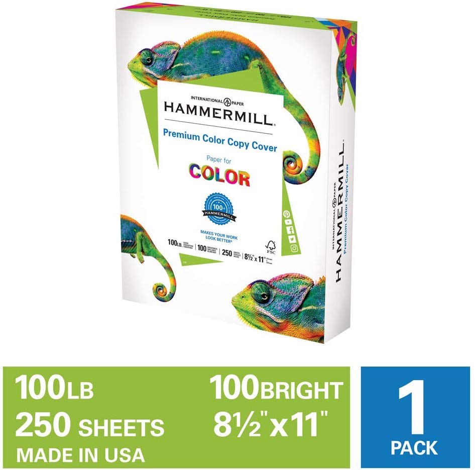 Hammermill Premium Color Copy Cover 100lb Cardstock, 8.5 x 11, 1 Pack, 250  Sheets - LV Handcrafted